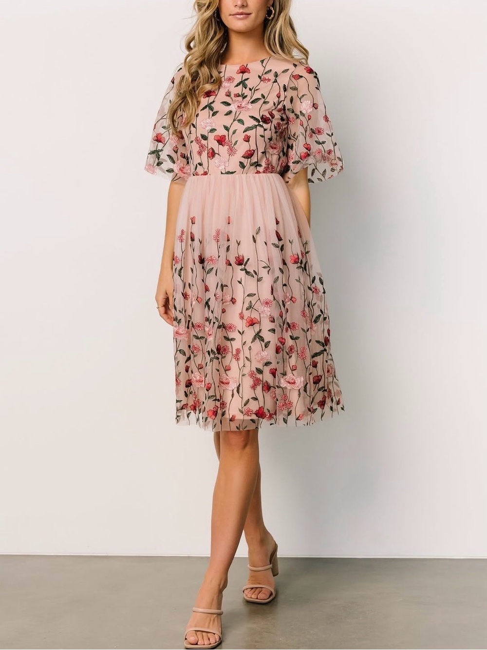 Baltic Born Duchess Tulle Dress Rose Garden Embroidered Floral Size Small New